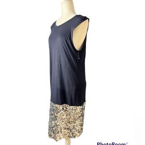 Vera Wang Navy and Silver Dress